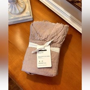 Pottery Barn Belgian Flax Linen Fringe Ruffle Standard Shams S/2 Smoky Quartz